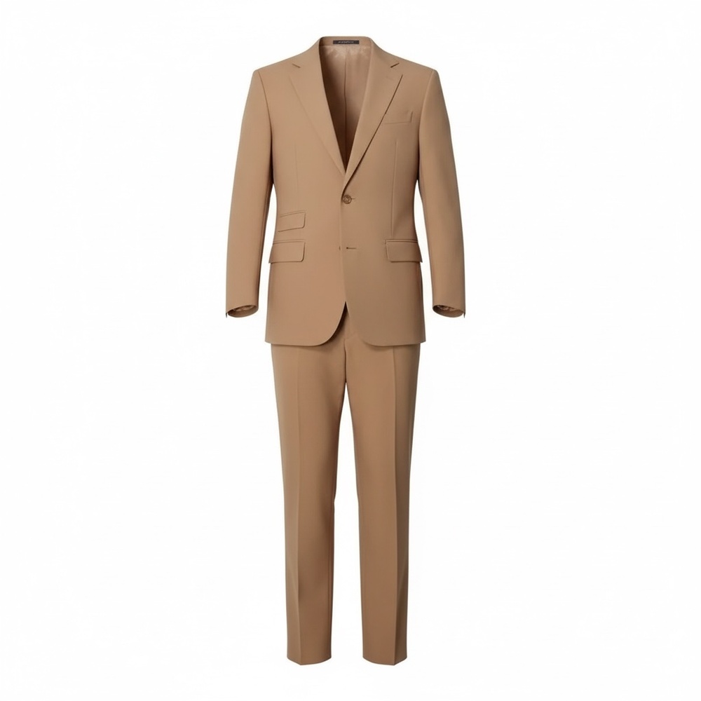 Vintage Rogers Peet Men's 100% Texturized Polyester Tailored Tan Suit Set, NEW‎